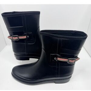 Henry Ferrera Rain Boots Women Size 10 Black Mid Calf Waterproof Rubber Boots